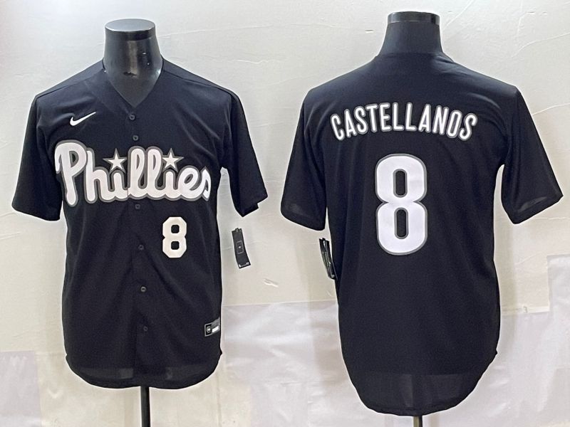 Men 2025 Philadelphia Phillies #8 Castellanos Black Fashion Nike MLB Jersey style 7152